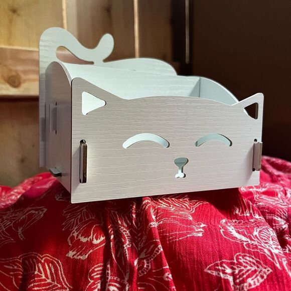 Kitty Cat Meow Meow White Pen and Pencil Holder - Picture 6 of 9